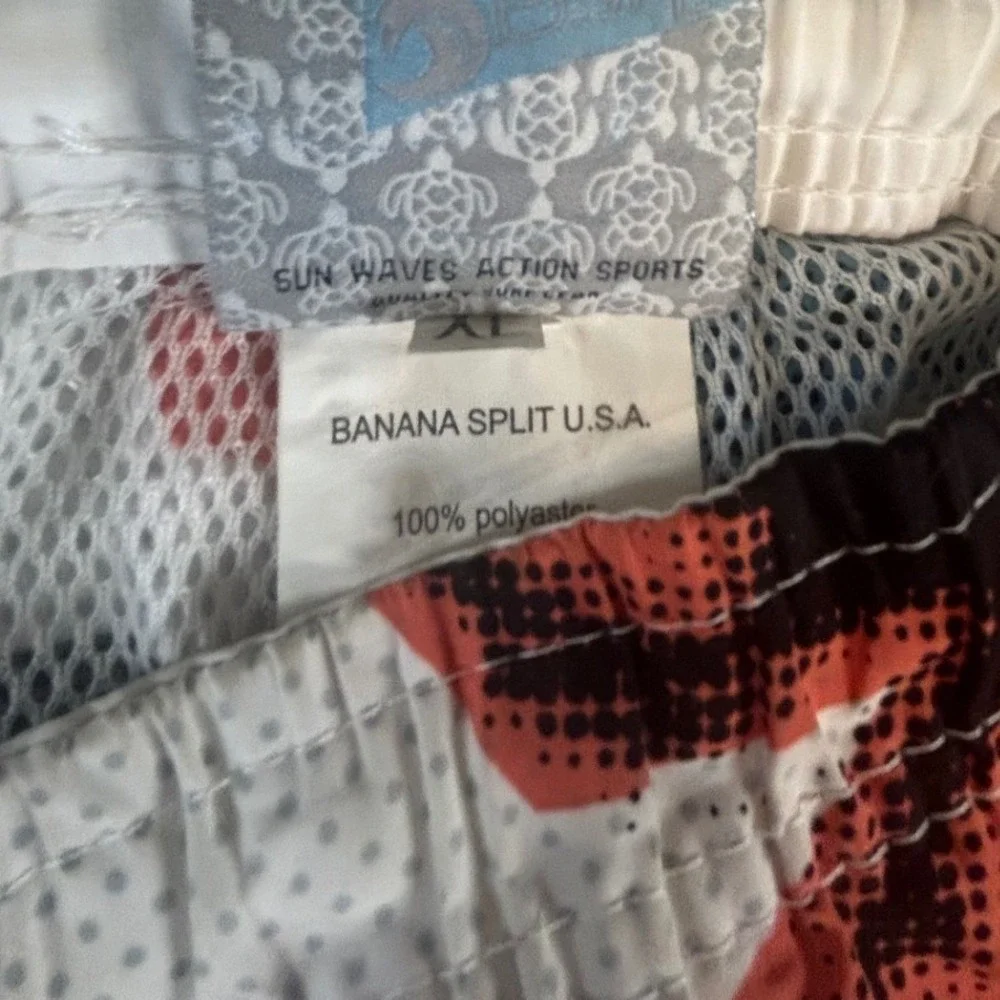 Banana Split‎ USA Mens XL Board Shorts Tropical Hibiscus Floral Mesh Lined White